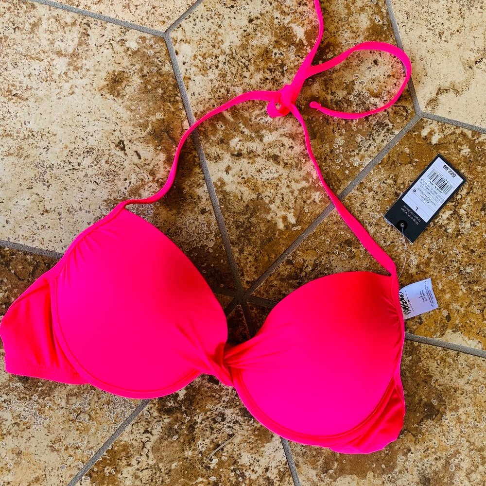 Hot Pink Mossimo Padded Push Up Swim Top (Sz:L)